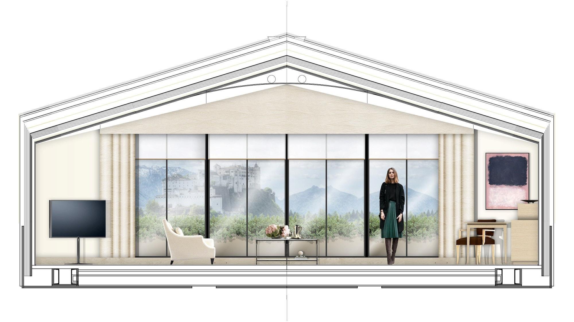 호텔 자허 잘츠부르크 외부 사진 A section of a proposed penthouse apartment